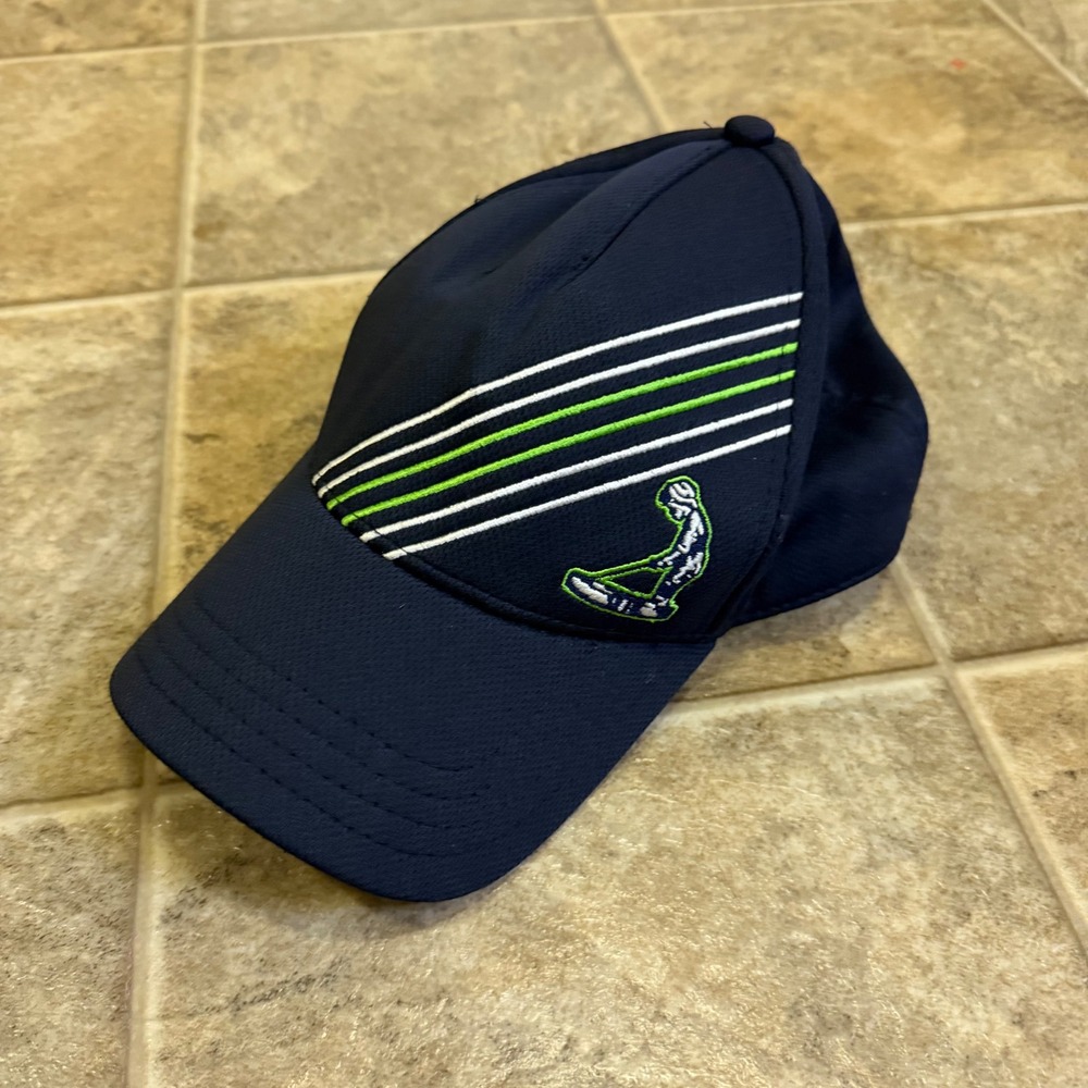 Pukka Headwear Pinehurst Golf Hat Navy Blue Racing Stripes Adjustable Cap‎